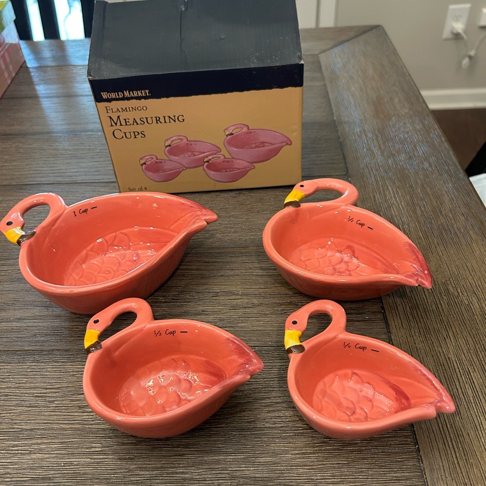 World Market Flamingo Ceramic Measuring Cups - Pink Set